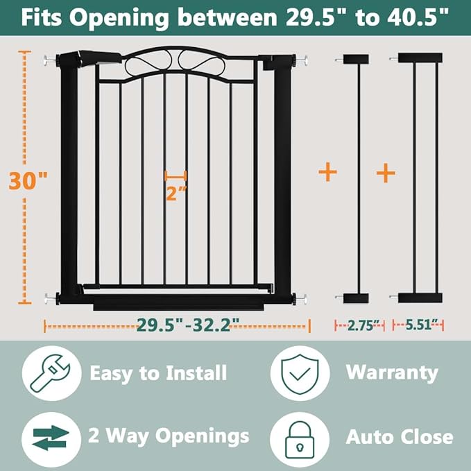 Fairy Baby 29.5"-40.5" Extra Wide Baby Gate, Pressure Mount Long Dog Gates - Image 2