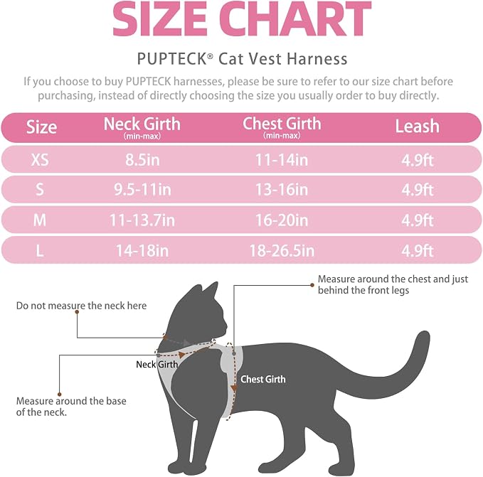 PUPTECK Cat Harness and Leash Set Escape Proof Reflective Cat Walking Harness - Image 2