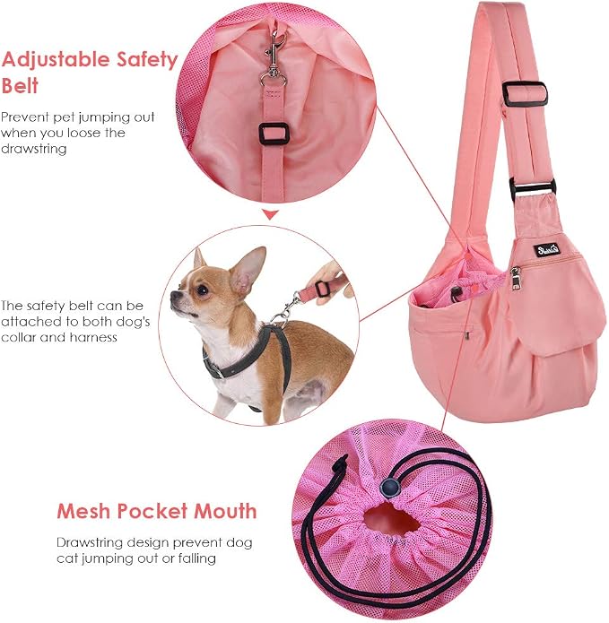 Lukovee Dog Sling Carrier, Hard Bottom Support & Adjustable Soft Padded - Image 3