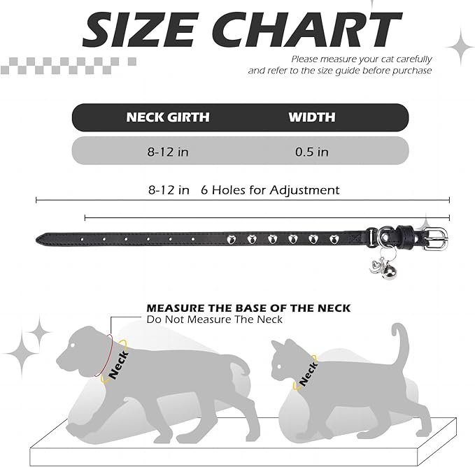 EXPAWLORER Leather Cat Collar for Girl Boy- Adjustable Pet Collar - Image 2