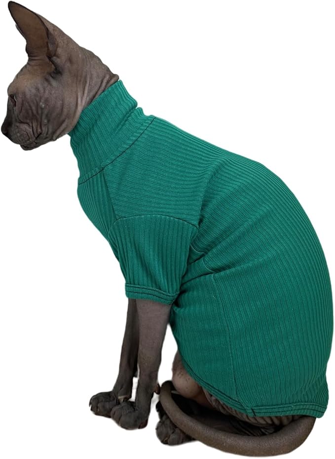 Sphynx Hairless Cats Shirt Cotton Cat Turtleneck Sweater Pullover Kitten - Image 3