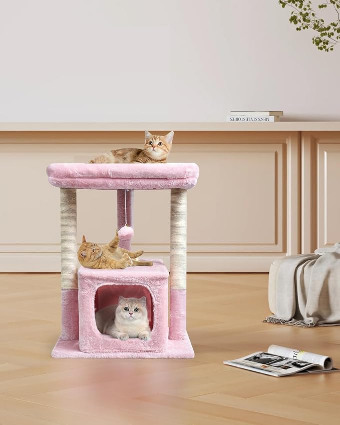 SYANDLVY Small Cat Tree for Indoor Cats Large Adult, Modern House - Image 6