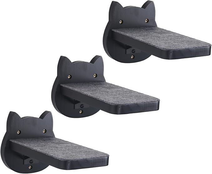 ESPETS Black Painted Solid Wood Cat Wall Climbing Steps Set of 3 by ESPETS