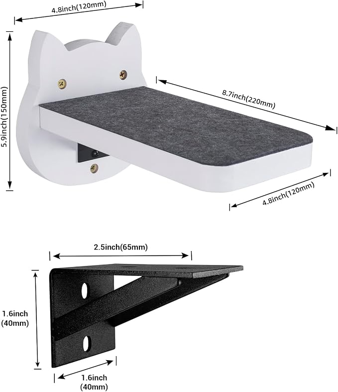 ESPETS White Painted Wooden Cat Wall Floating Steps Set of 3 - Image 3