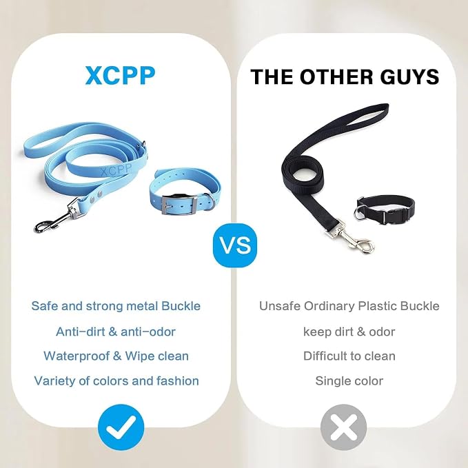 4.2FT Dog Collar and Leash Set, PVC Waterproof Adjustable Odor Proof Pet - Image 3