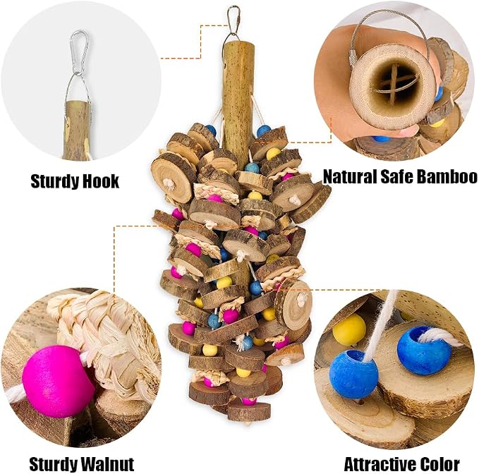 Extra Large Bird Parrot Toys- 19.7 inch Multicolored Natural Wooden Block - Image 10