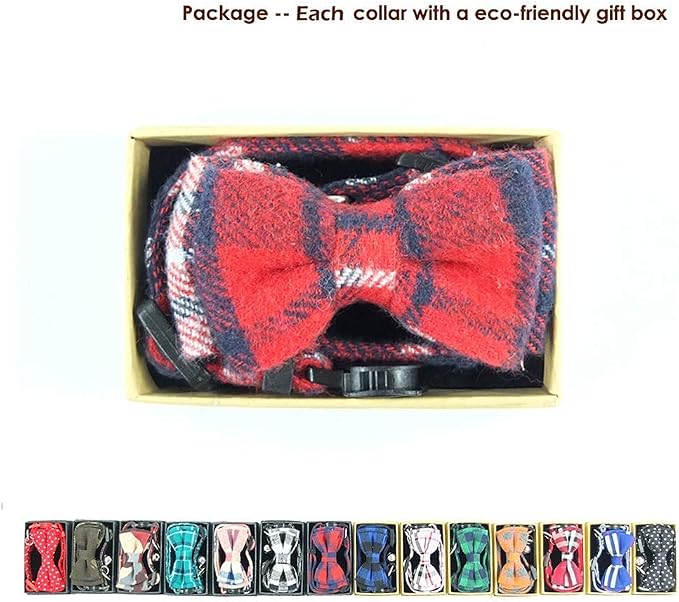 Cat Collar Breakaway with Bell and Bow Tie, Plaid Design Adjustable Safety - Image 6