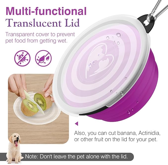 Pawaboo Collapsible Dog Bowls 2 Pack, Silicone Feeding Watering Bowls - Image 2