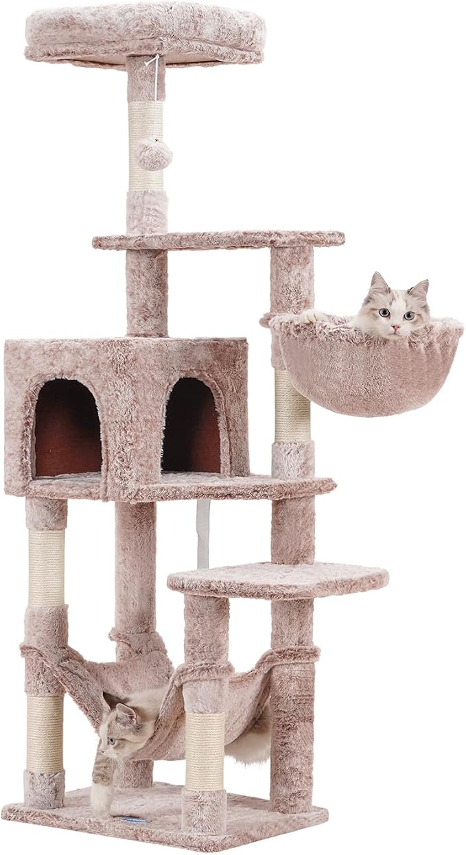 Hey-brother Cat Tree with Large Hammock, Cat Condo with Sisal-Covered by Hey-brother