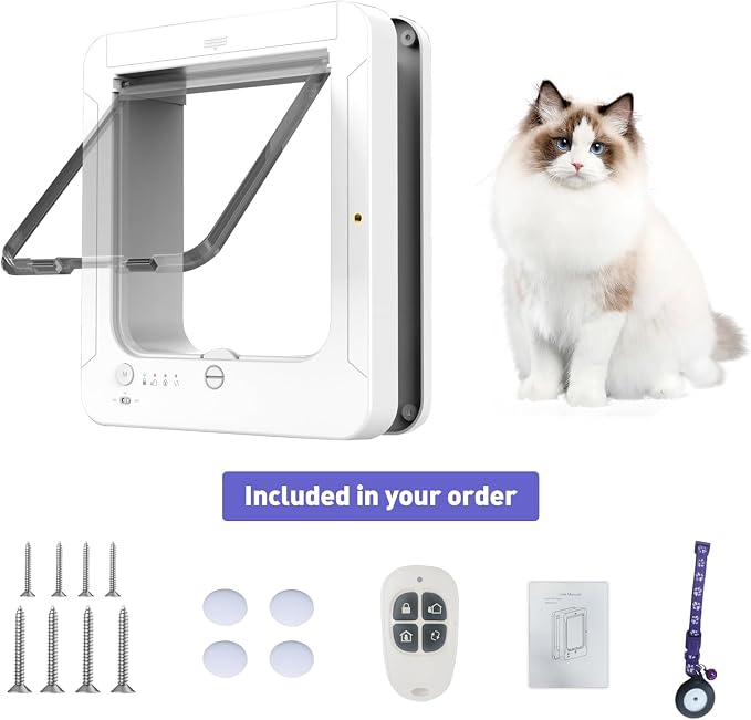 Smart Cat Door for Interior & Exterior Doors, Outer Frame Size 11.5"x10.1" - Image 7