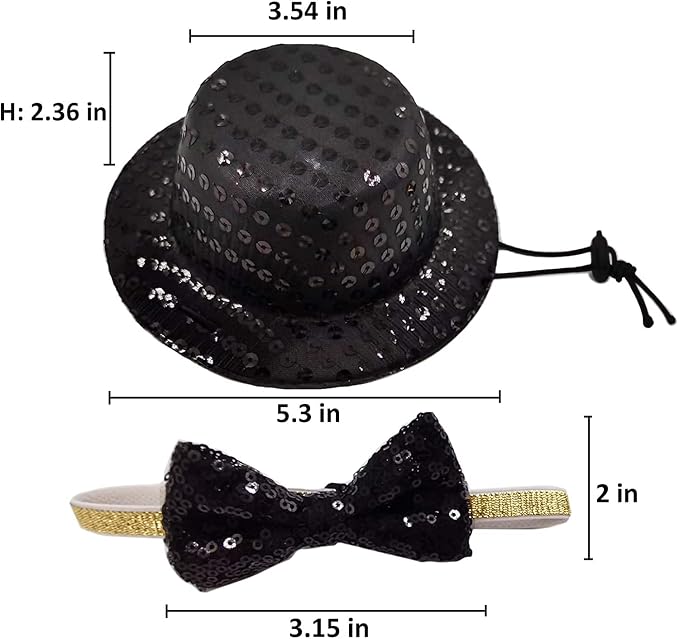 Christmas Pet Party Jazz Hat and Blingbling Bow Tie Breakaway Collar Set - Image 2