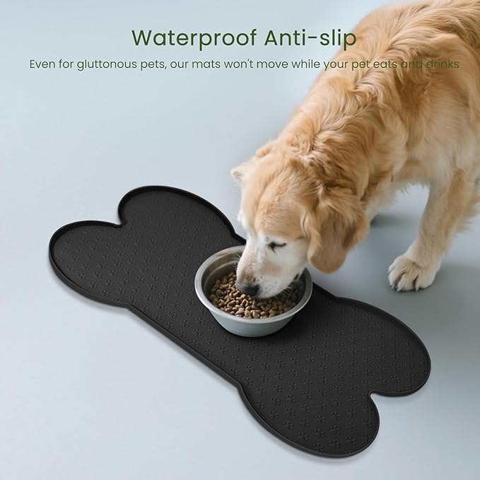 Dog Food Mat Anti-Slip Silicone Dog Bowl Mat Thicker Pet Placemat Waterproof - Image 3