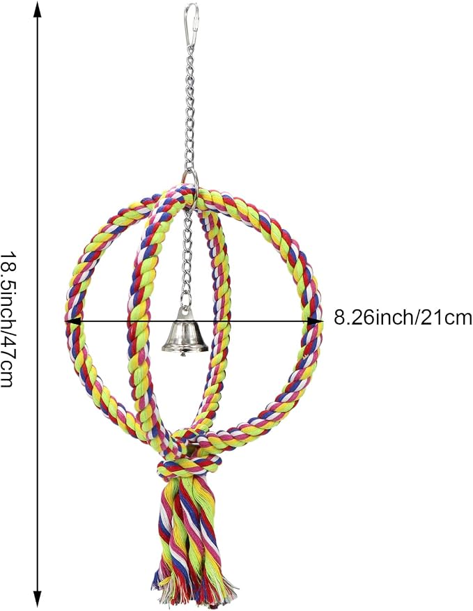 Litewoo Bird Swing Perch Stand Cotton Rope 2 Two Rings Toy - Image 2