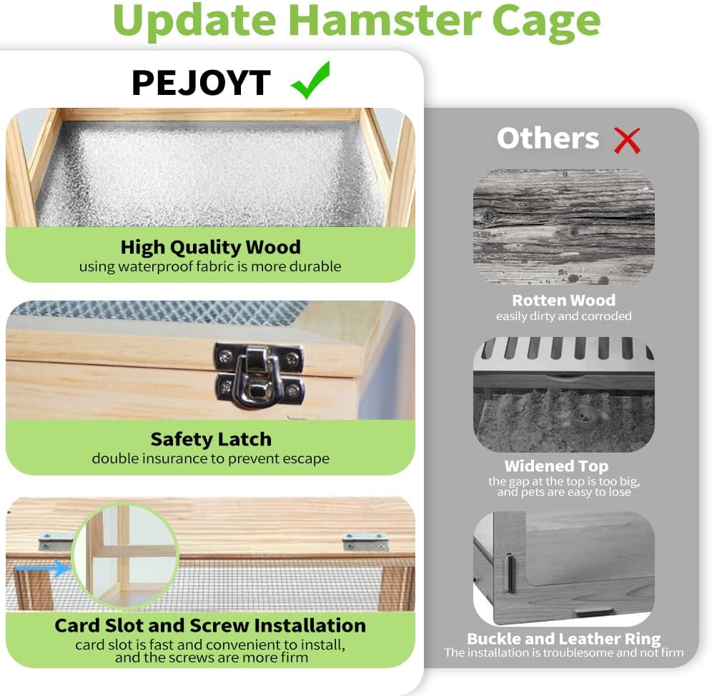 Large Wooden Hamster Habitat, 22.8 x 15.7 x 18.85 Inch - GlobalHabitat Supply