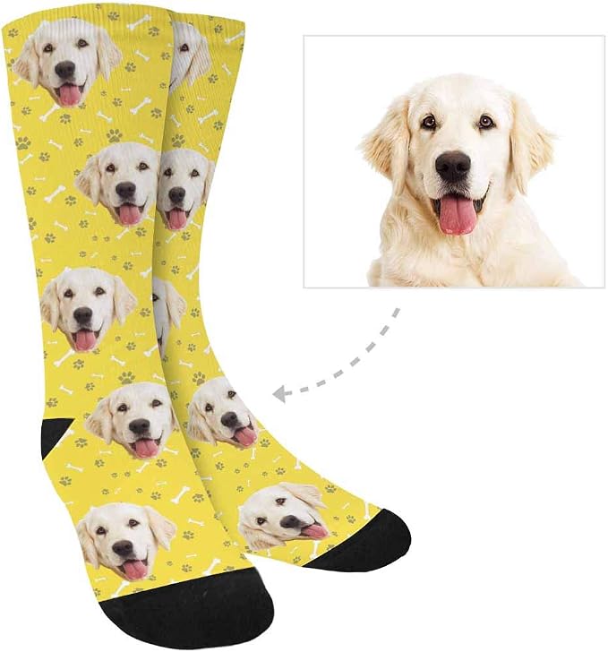 MyPupSocks Custom Personalized Photo Pet Face Socks, Cat and Dog Tracks Paws - Image 3