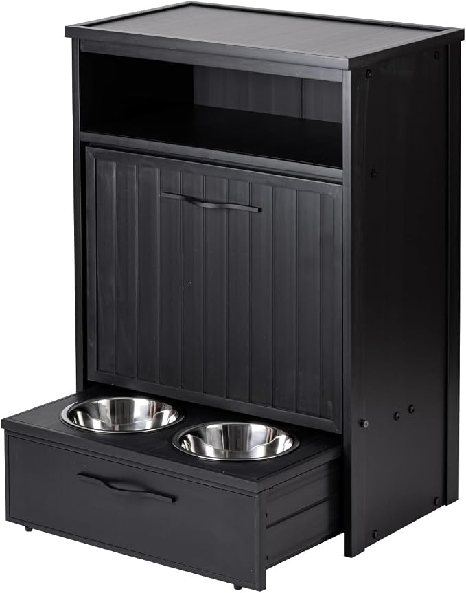 New Age Pet ECOFLEX Brea Dog Food Pantry in Black, Two 32 oz Bowls, Moisture - Image 6