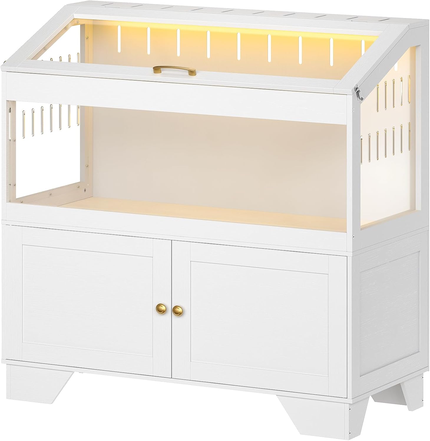 HOOBRO Large Hamster Cage with Storage Cabinet, White - GlobalHabitat Supply