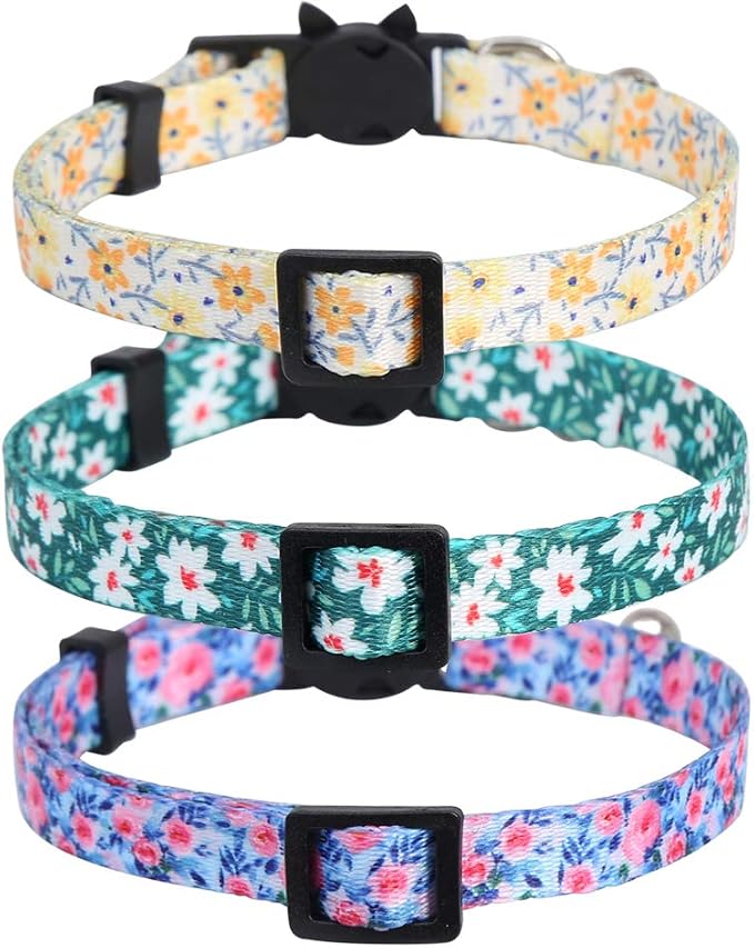 3 Pack Cat Collar Floral with Bell Breakaway Adjustable Flower - Image 2
