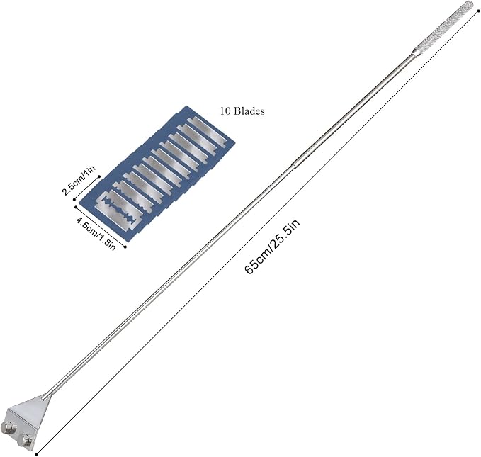 HOTOOLME Aquarium Scraper, 25.6" Stainless Steel Scraper Cleaning Razor - Image 6