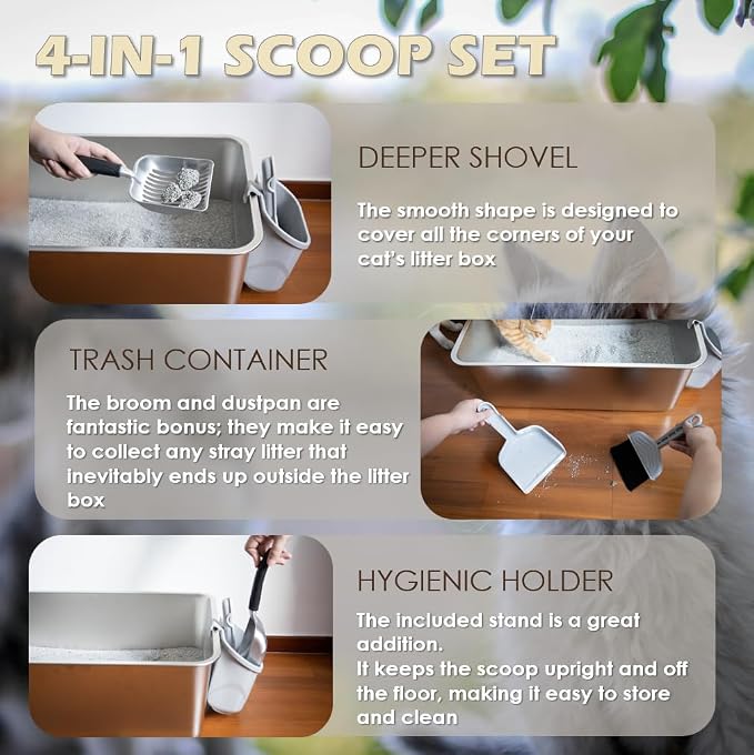 4-in-1 Cat Litter Scoop with Holder, Cat Litter Box Organizer Cleanup Kit - Image 8