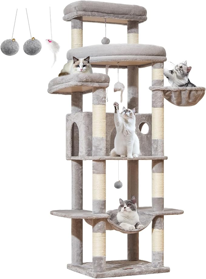 Taoqimiao 71 Inches Cat Tree for Large Cats 20lbs+, 3 Giant Perches, Widened - Image 9