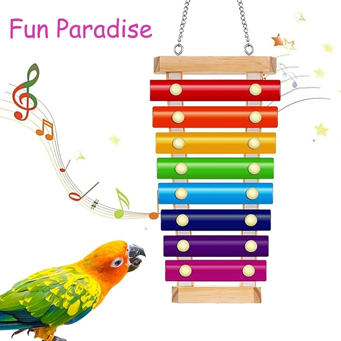 Colorful Bird Xylophone Toy Interactive Training Toy Bird Cage Bell Toy - Image 5