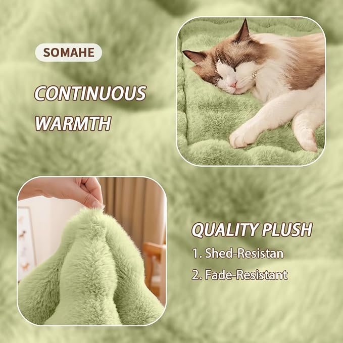 Self-Warming Cat Bed, Plush Faux Fur Pet Bed Mat - Image 6