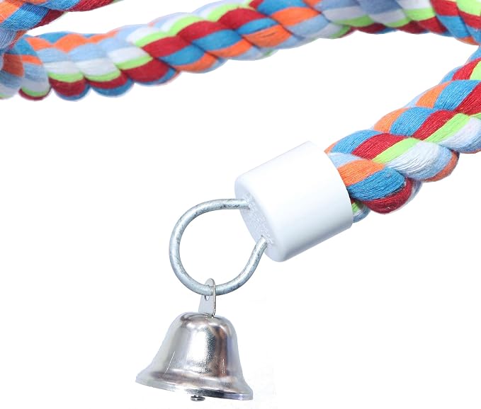 Rope Bungee Perch Bird, 118inch Kintor Pure Natural Colorful Bead Cage Chewing - Image 5