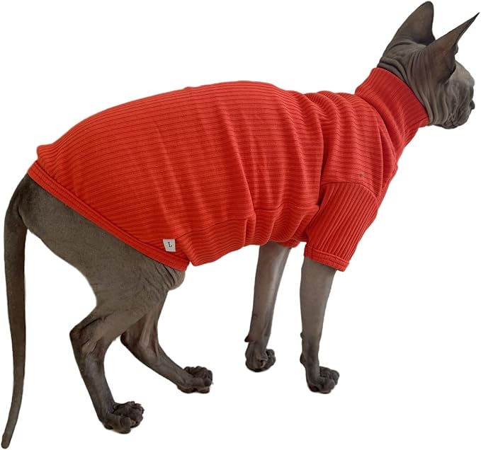 Sphynx Cats Shirt Cat Turtleneck Cotton Sweater Pullover Kitten T-Shirts - Image 4