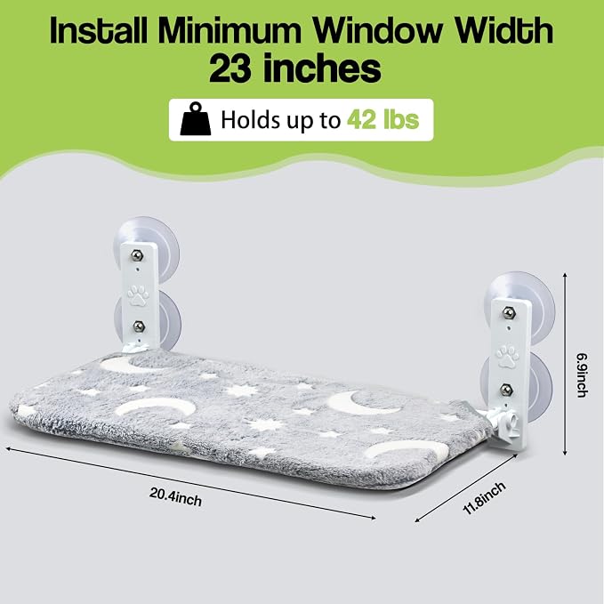 Cat Window Perch, Cordless Foldable Pet Hammock Bed Glow in The Dark, Glowing - Image 4