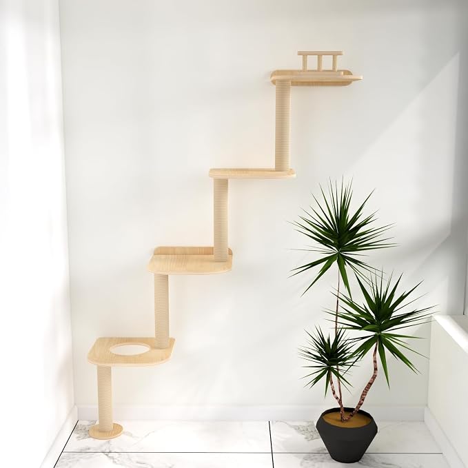 Wall-Mounted Tall Cat Tree Cat Scratching Post, Space Saving Floor to Ceiling - Image 3