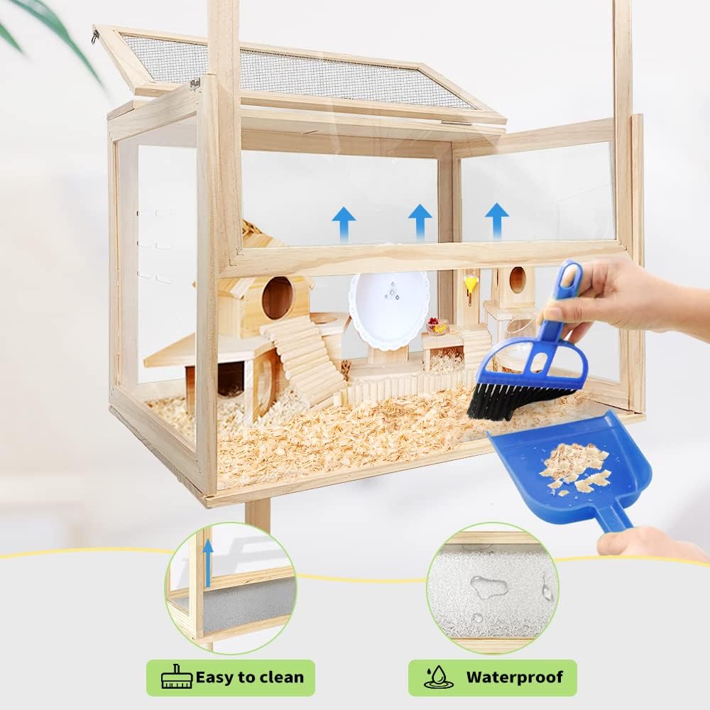 Large Wooden Hamster Habitat, 22.8 x 15.7 x 18.85 Inch - GlobalHabitat Supply