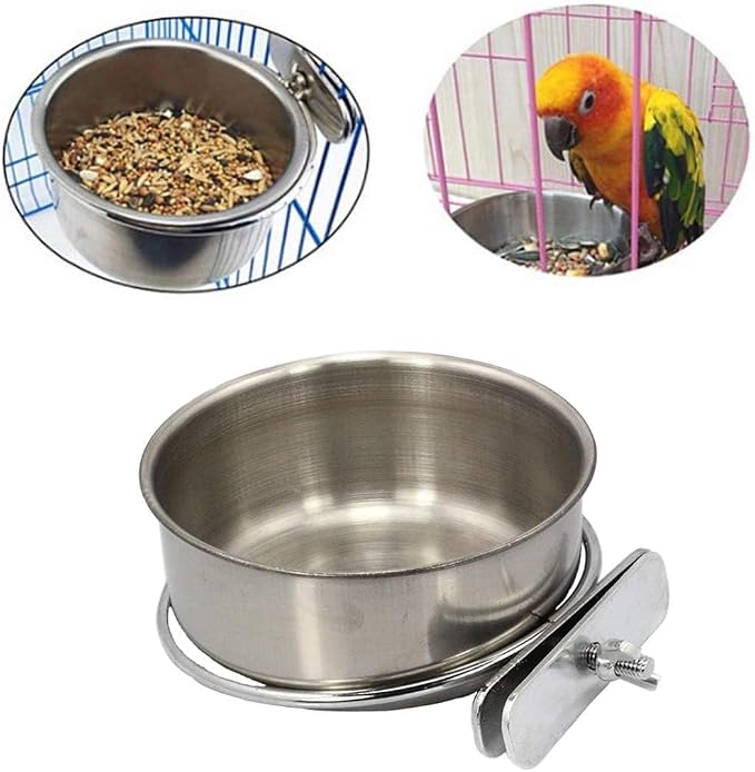 PINVNBY Parrot Feeding Cups Birds Food Dish Stainless Steel Parrot Feeders - Image 5