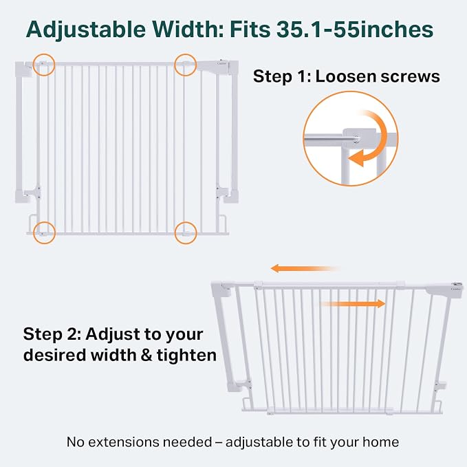 Cumbor 35.1-55" Wide No Bottom Bar Baby Gate - Image 3