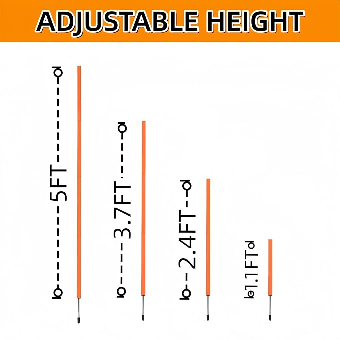 6 Pcs Soccer Agility Poles for Training, 5 FT Adjustable Speed and Agility - Image 3