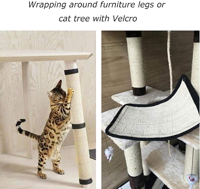 Cat Scratcher Mat with Interactive Mouse Toy, Cat Scratching Post Natural Sisal - Image 4