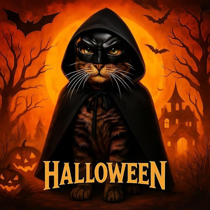 Black Bat Cat Mask and Cloak Costume - Image 3