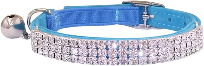 THAIN Rhinestones Cat Dog Collar Soft Velvet Safe Adjustable Collar Bling by THAIN