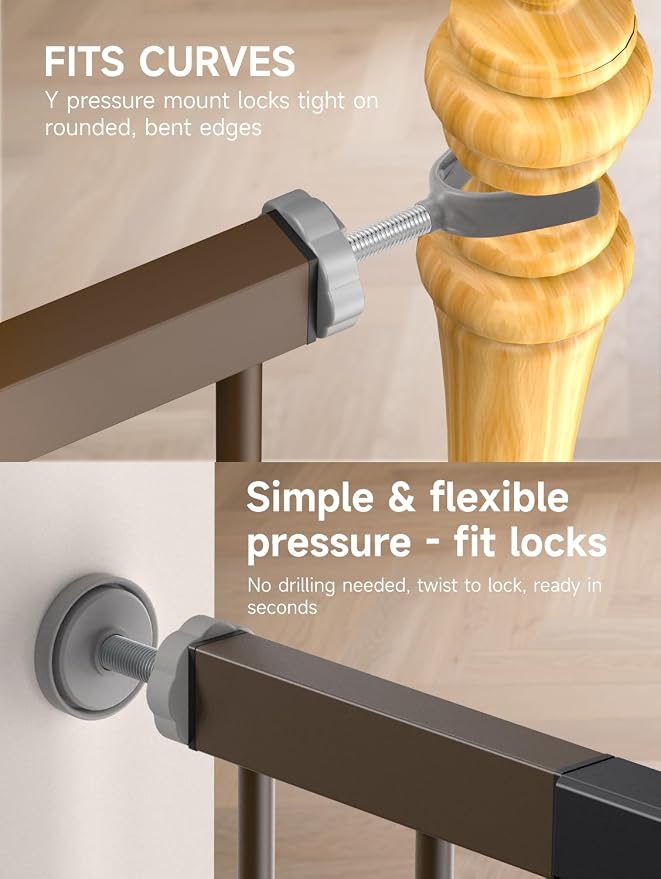 Baby Gate for Stairs, Stairs and Doorways Child Gate Pressure Mounted Safety - Image 3
