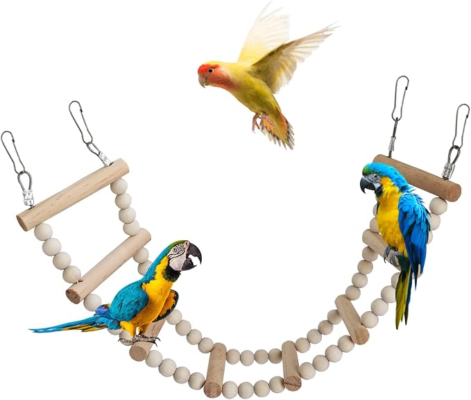 Bird Ladder Bridge, Wooden Pet Hamster Climbing & Swing Toys, Cage Accessories by Dnoifne
