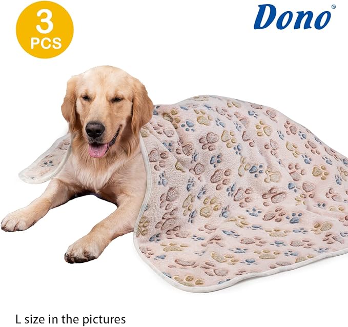 Dono 1 Pack 3 Dog Blankets, Soft Fluffy Fleece Pet Blanket Warm Sleep Mat Paw - Image 2