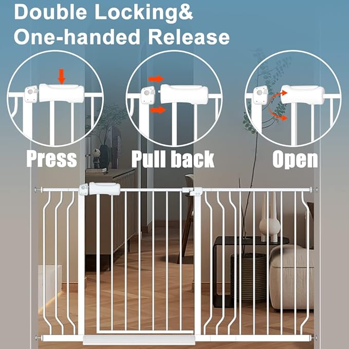29-34 Inch Wide Baby Gate for Stairs Dog Gate Indoor Pressure Mounted No Drill - Image 3