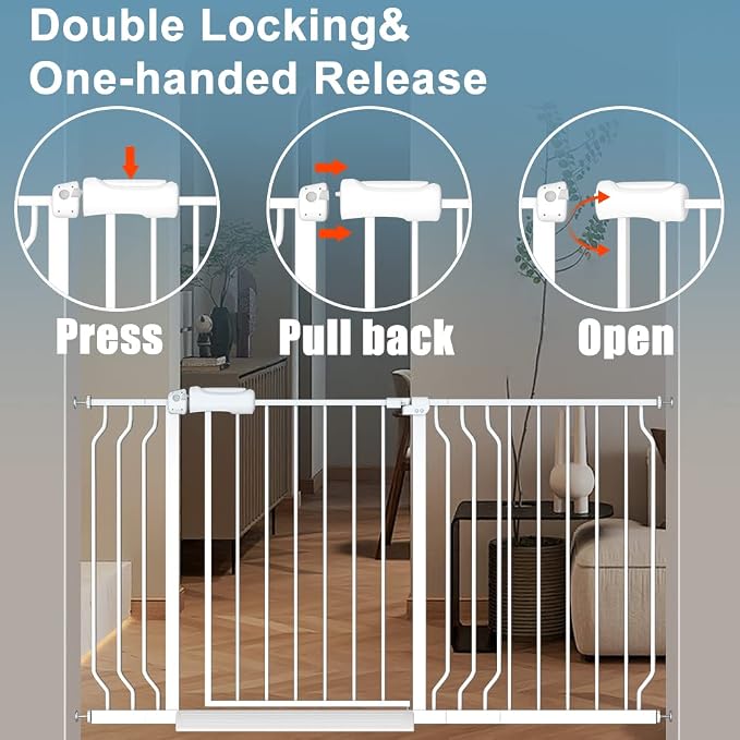 Extra Wide Baby Gates 71.5-76.3 Inch White Pressure Mounted Baby Gate Indoor - Image 3