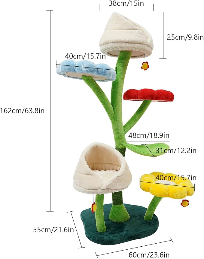 Cat Tree, 6-Tier Cat Tower for Large/Small Cats Climbing, 63.8inch Tall Cat - Image 2