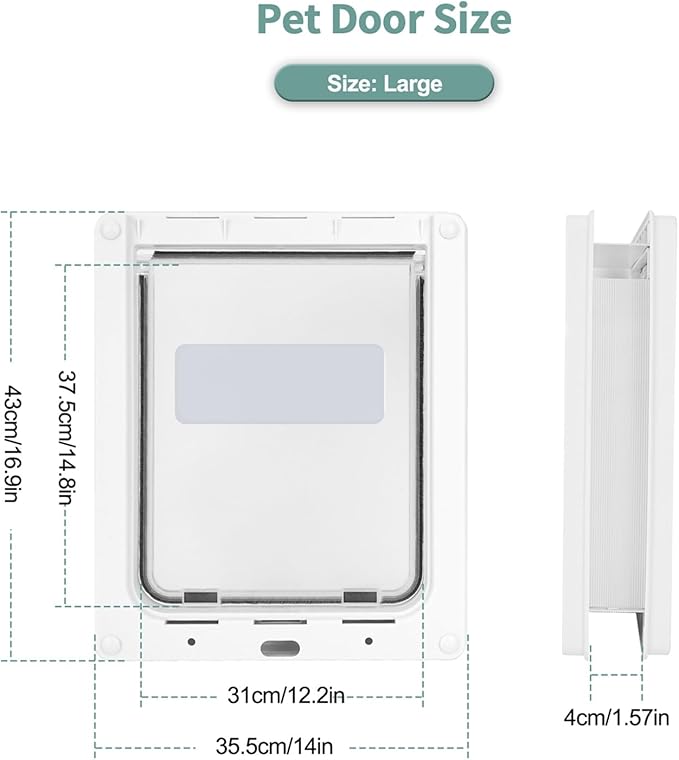 Large Doggie Door with Magnetic Locking Panel - Image 2