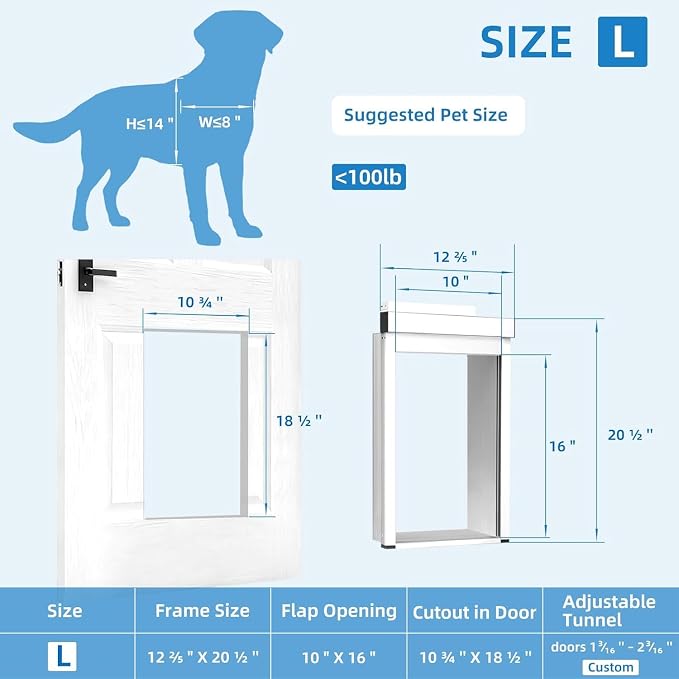 Large Dog Door for Door, Electronic Pet Automatic Door Smart Aluminum Dog Door - Image 2