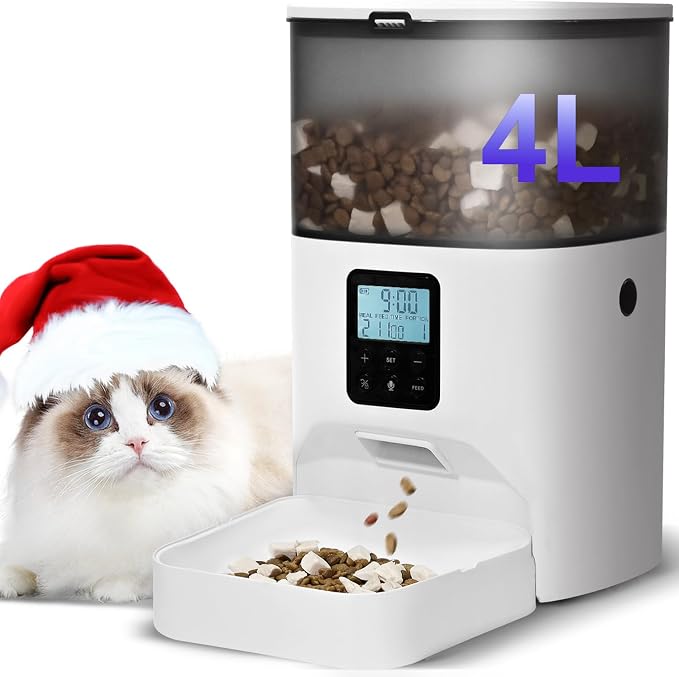Automatic Cat Feeder, 4L Cat Food Dispenser by ANDOLLHOME