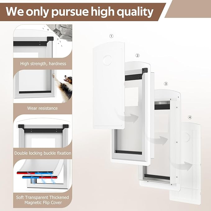Large Dog Door for Door，Dog Door for Exterior Door Stainless Steel Frame - Image 3