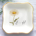 Personalized Floral Jewelry Dish, Engaged Ring Dish, Custom Trinket Dish by Anniversaree