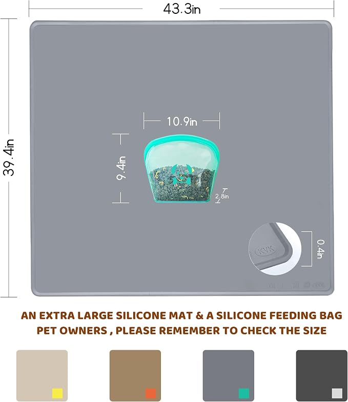 Extra Extra Large Silicone Dog Food Mat 39.4×43.3in and 128oz Silicone Bag Set - Image 2